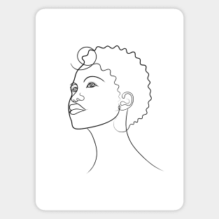 Line Portrait Of A Strong Woman Sticker